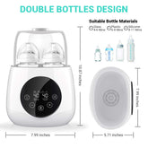 EIVOTOR Baby Bottle Warmer,  Bottle Steam Sterilizer 6-in-1 Double Bottle Baby Food Heater for Evenly Warm Breast Milk or Formula, LED Panel Control Real-time Display, BPA Free